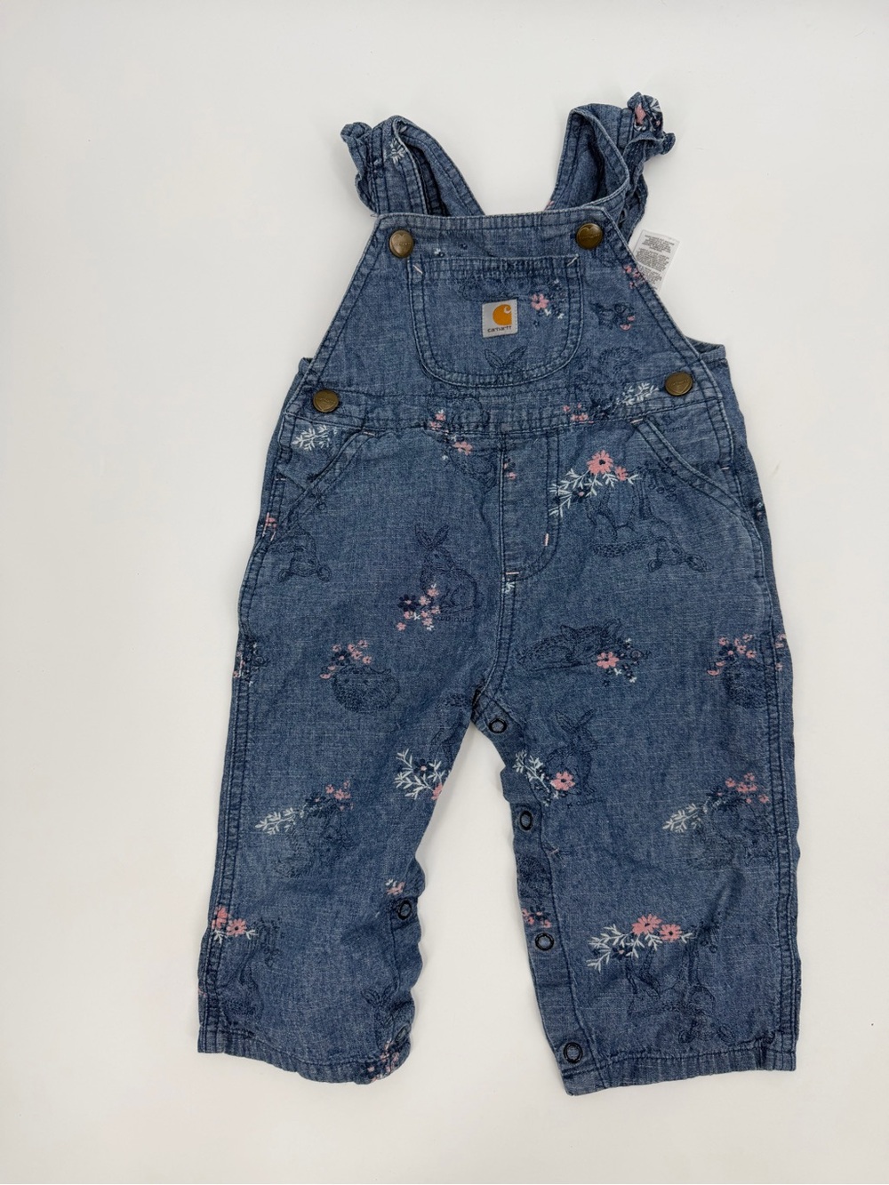 Carhartt Baby Girl Overalls 18M Floral Bunny Print 🐰🌸